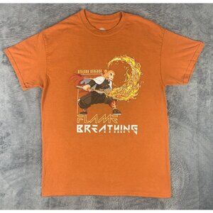 Demon Slayer T Shirt Men's Medium Kyojuro Rengoku Orange Graphic Print